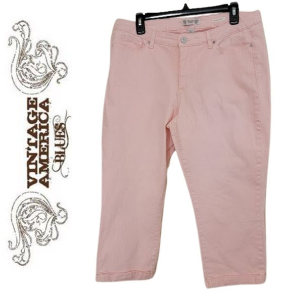 Vintage America Denim - Vintage America Blues Boho Crop Jeans  Pastel Pink SZ: 14/32 Good Shape